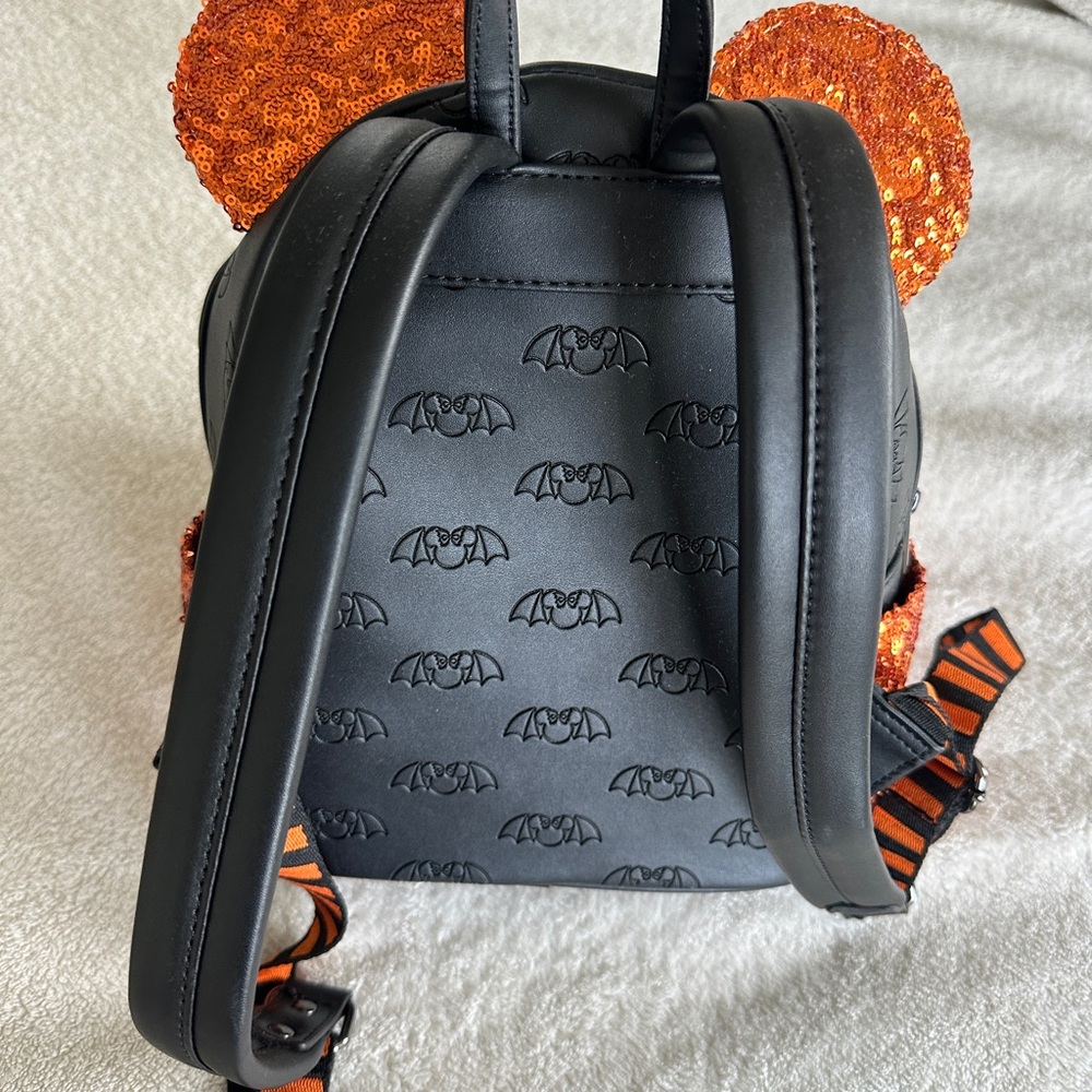 Loungefly Orange and Black Sequin Mini Backpack - Picture 5 of 11